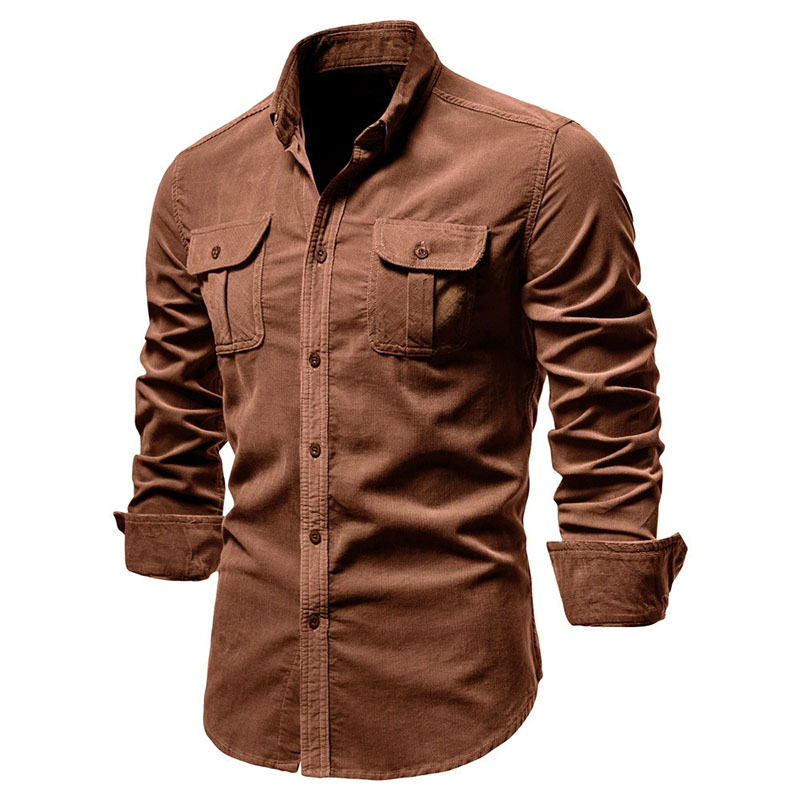 Corduroy Button Up Shirt Men - Herren-Freizeithemdjacke aus Cord, klassisch, mit Knöpfen,