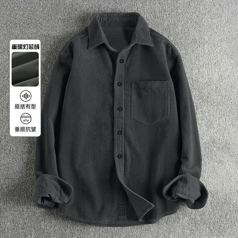 Corduroy Button Up Shirt Men - Herbstliche Herren-Cordhemden mit langen Ärmeln, lässige,