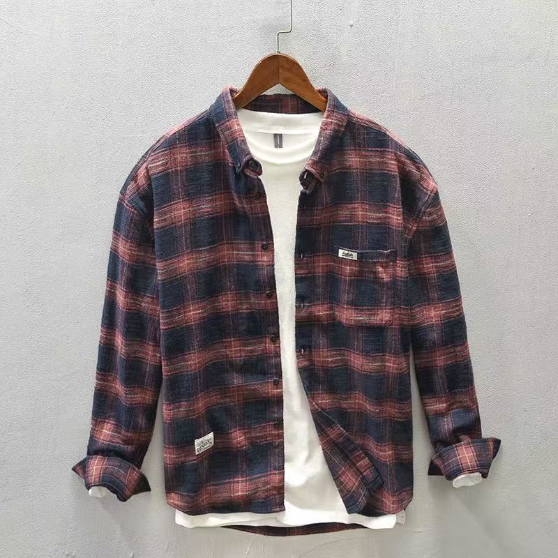 Flannel Plaid Shirt Heavy Weight - 2026 Frühling/Herbst Neu Kariertes Freizeithemd Jacken-Oberteil
