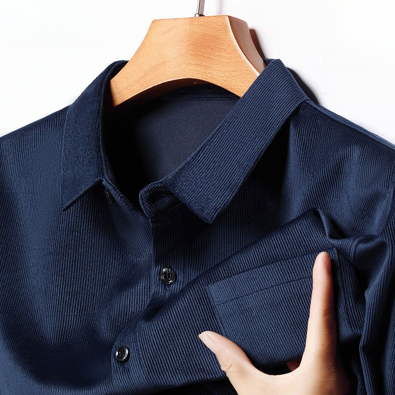 Corduroy Button Up Shirt Men - Cord Herren Langarm Hemd Retro Cargo