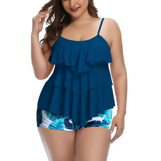 Shorts - Damen-Bademode Bikini Übergröße Bikinis mit Blumenmuster