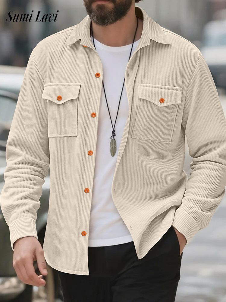 Corduroy Button Up Shirt Men - Casual männer Cord Hemd Jacke Frühling