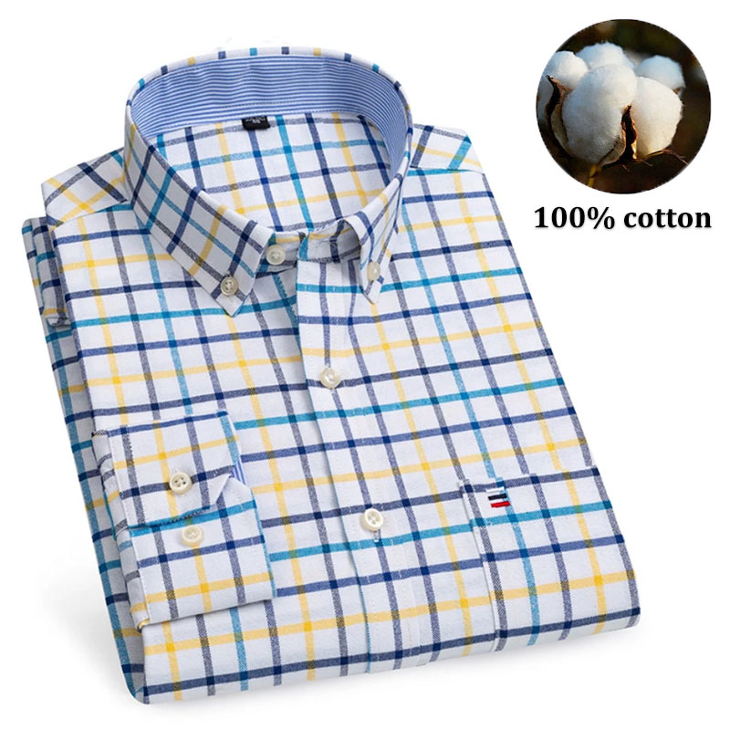 Oxford Cotton Casual Shirt Business - Herrenhemden aus 100 % Baumwolle, langärmelig,