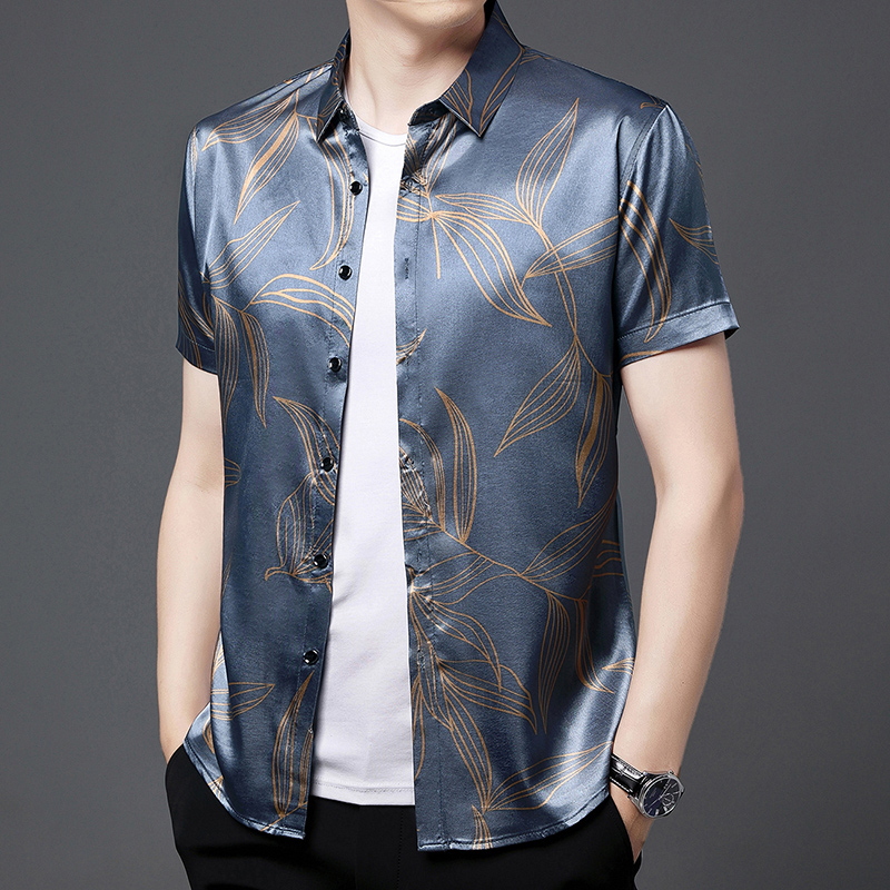 Mens Satin Silk Dress Shirt - Sommer 2022 männer Seide Kleidung Mode