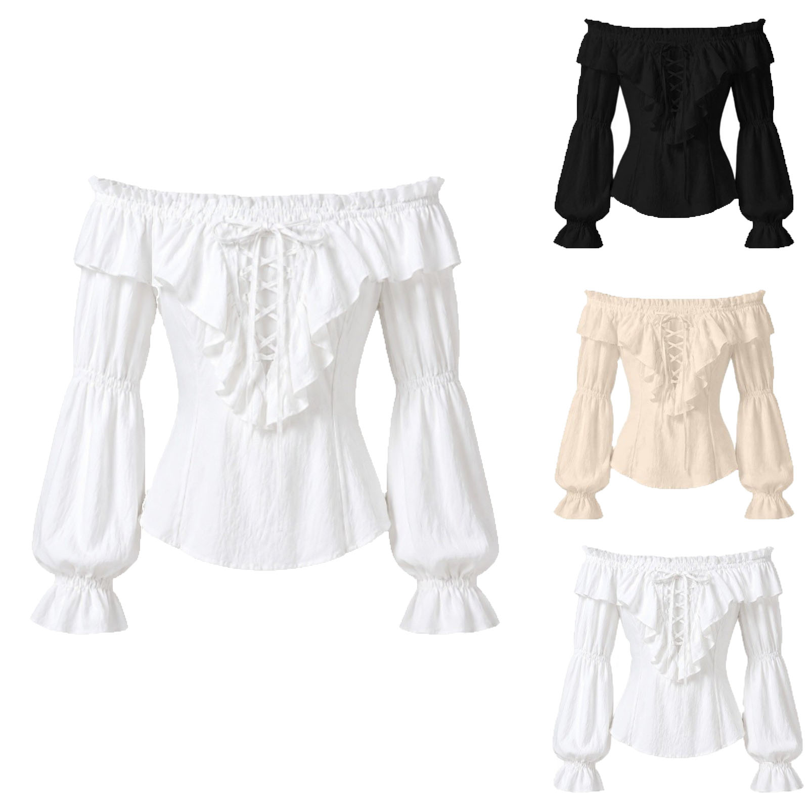 Damen Piratenhemd Renaissance  – Medieval Gothic Lace Up Pirate Shirt Bewertung und Preis