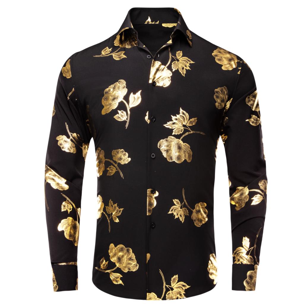 Hi-Tie Schwarz gold Seide Herr – Mens Satin Silk Dress Shirt Bewertung und Preis