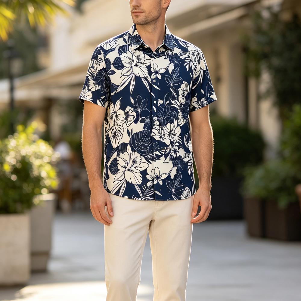 Vintage Pflanzen-Blumenmuster  – Vintage Hawaiian Floral Shirt Bewertung und Preis