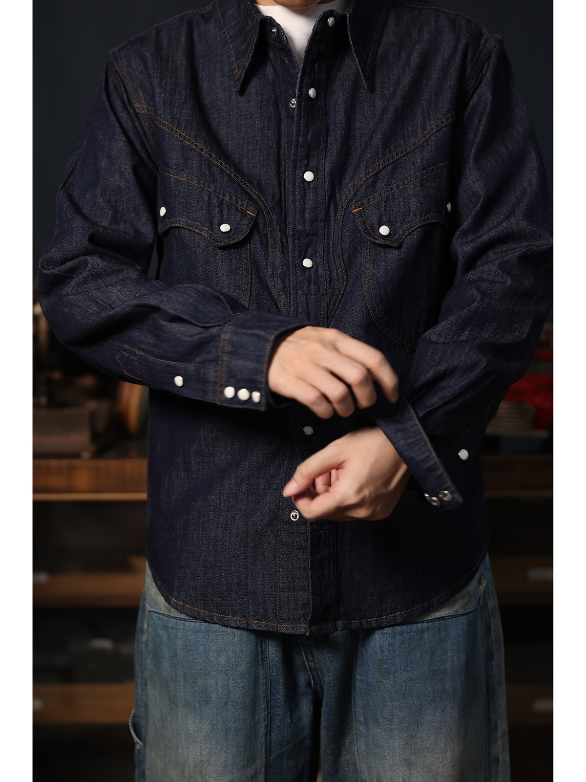 Cowboy Western Snap-Shirt Einf – Mens Western Denim Pearl Snap Shirt Bewertung und Preis