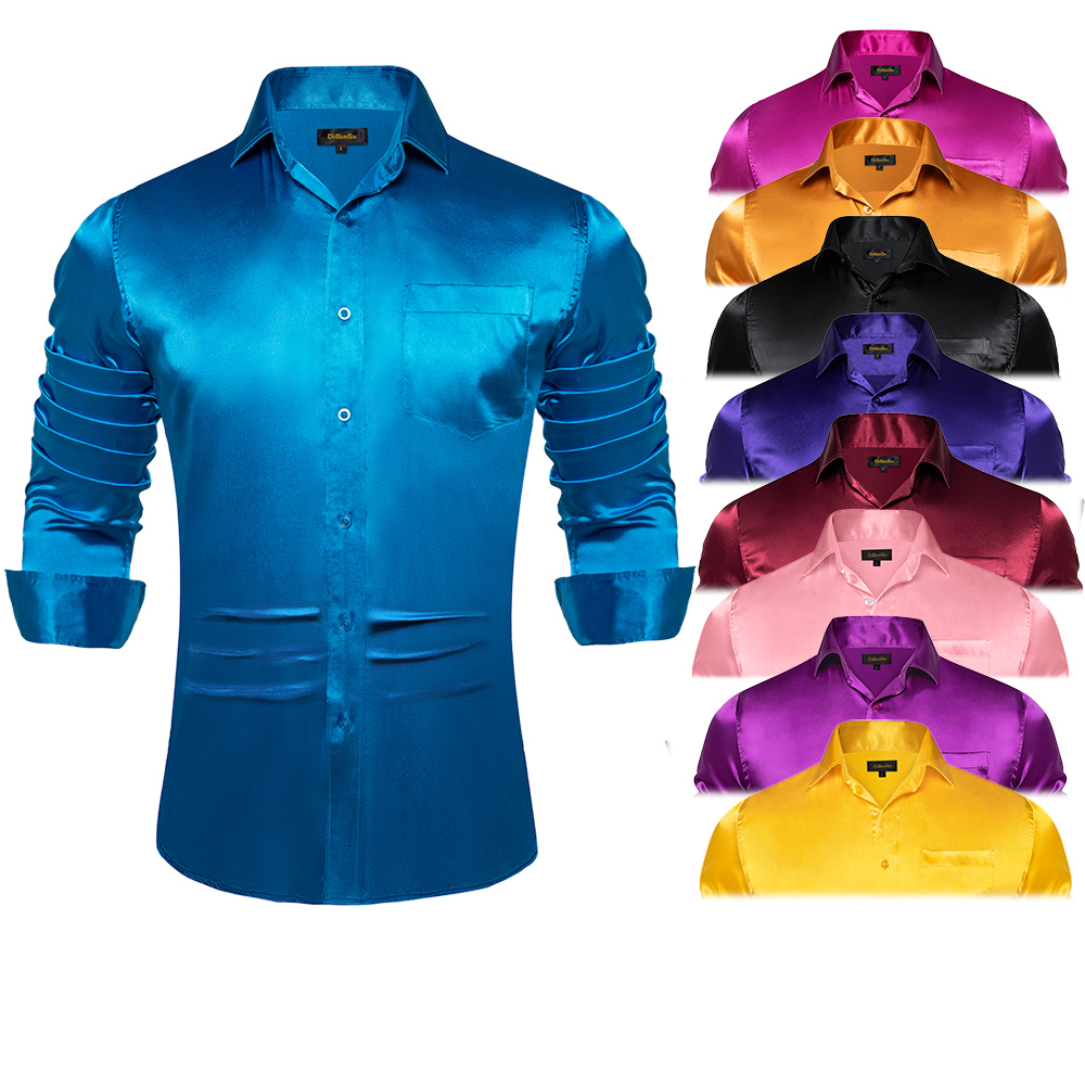 Herren blau rot weiß schwarz S – Mens Satin Silk Dress Shirt Bewertung und Preis
