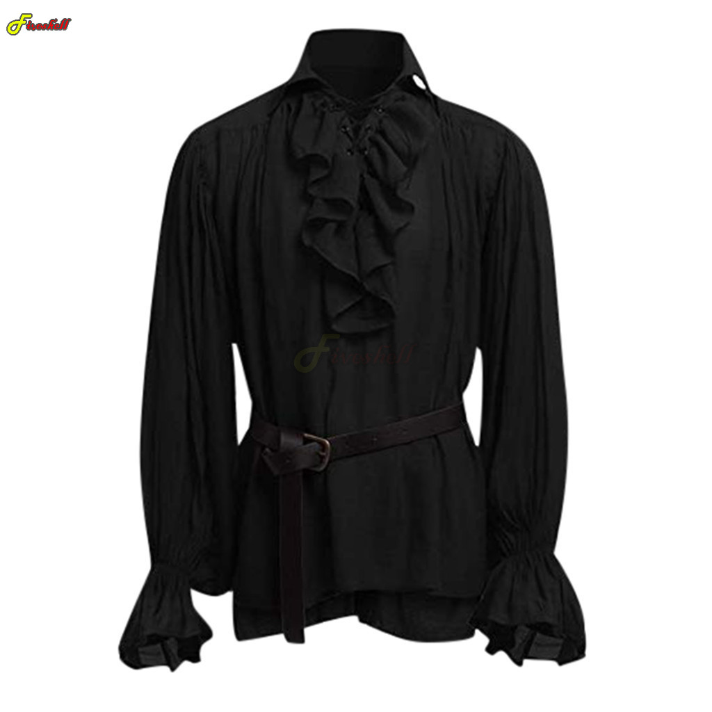 Herren Halloween Spitze Up Pir – Medieval Gothic Lace Up Pirate Shirt Bewertung und Preis