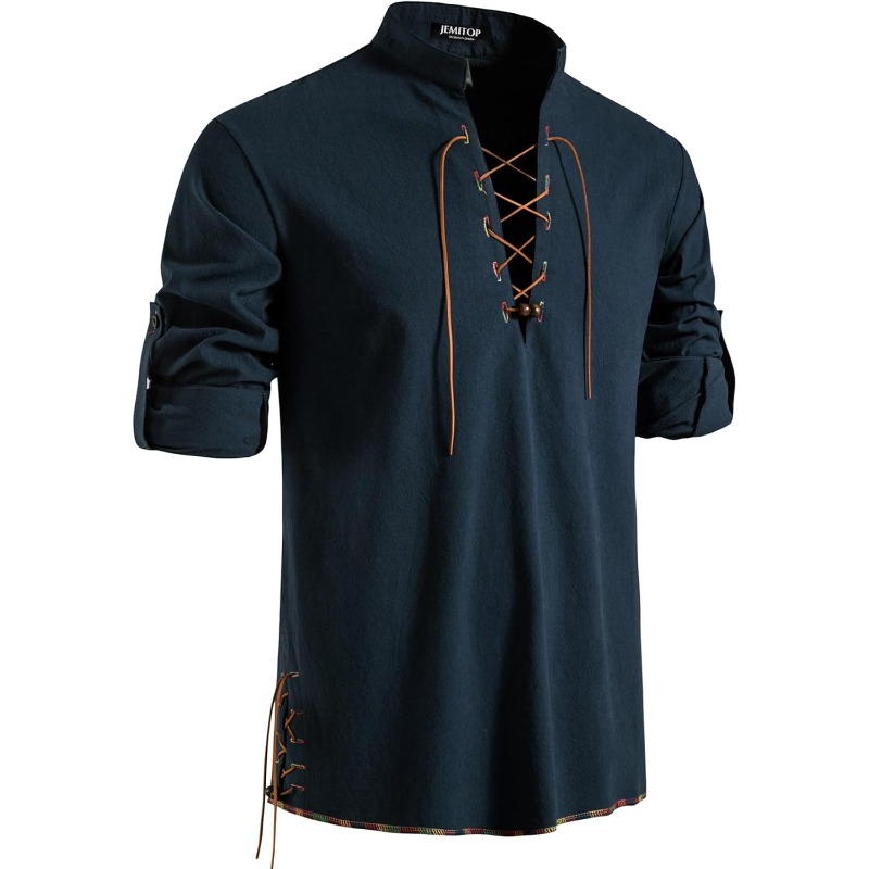 Herren-Piratenhemd, Wikinger,  – Medieval Gothic Lace Up Pirate Shirt Bewertung und Preis