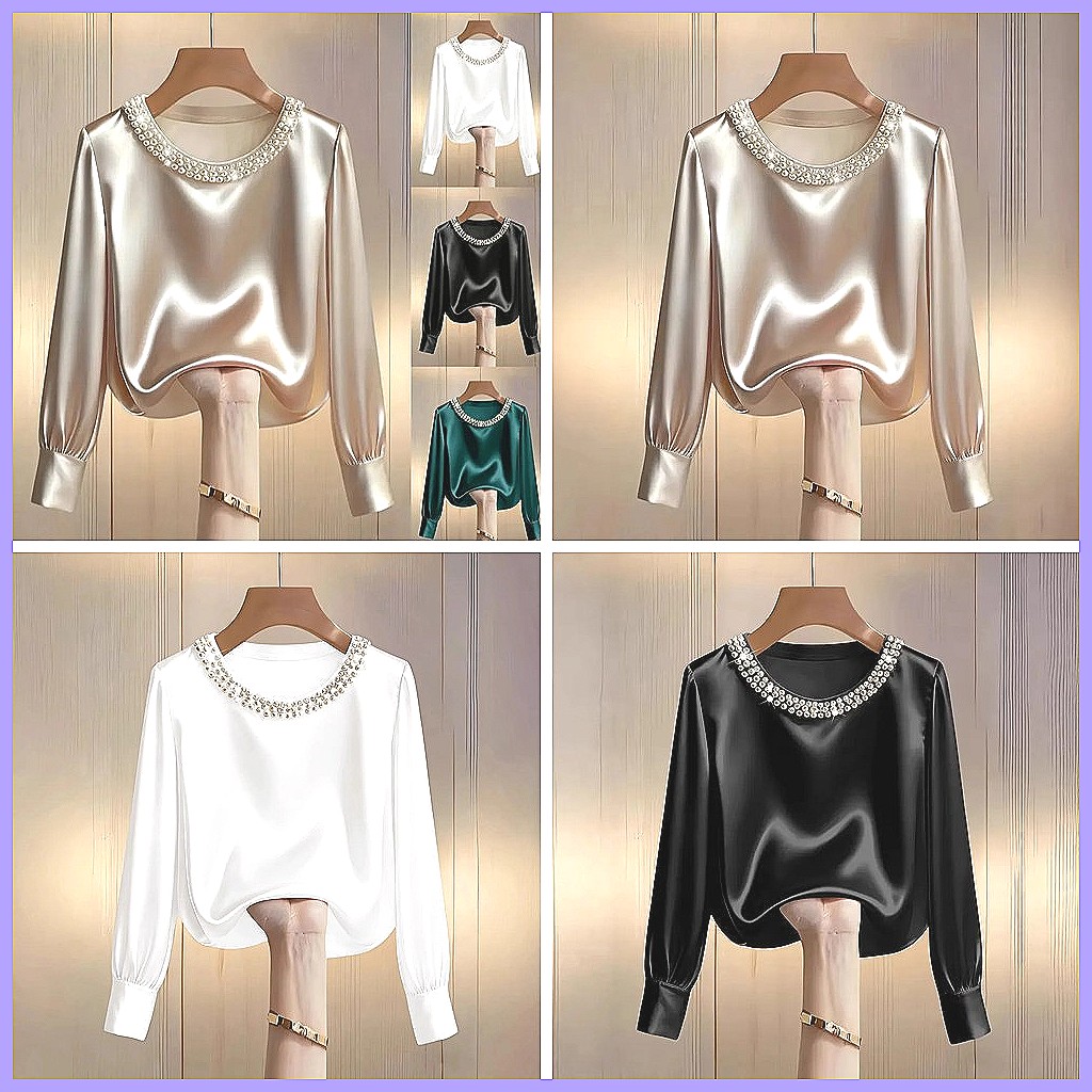 Elegante Perlenbesetzte Satin- – Shirts Bewertung und Preis