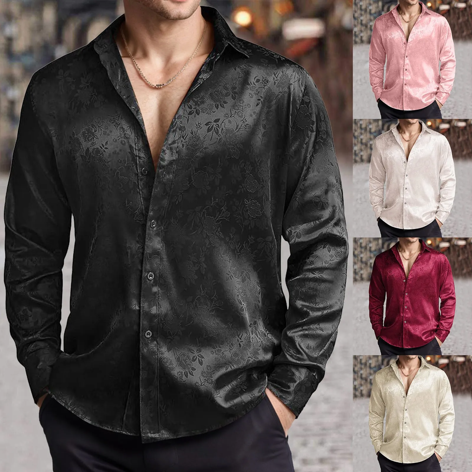 Herren-Hemd aus Seidensatinimi – Mens Satin Silk Dress Shirt Bewertung und Preis