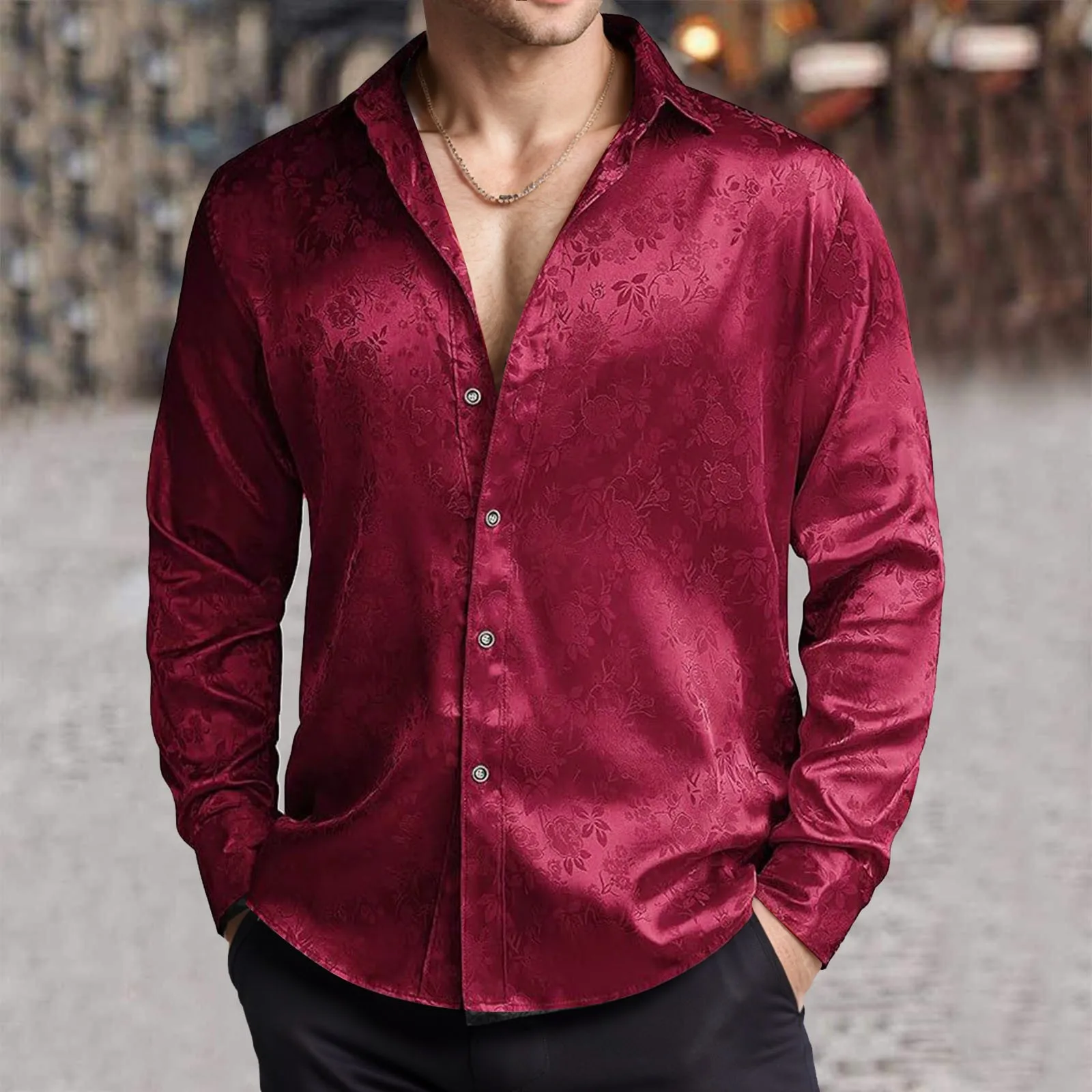 Herren-Hemd aus Seidensatinimi – Mens Satin Silk Dress Shirt Bewertung und Preis