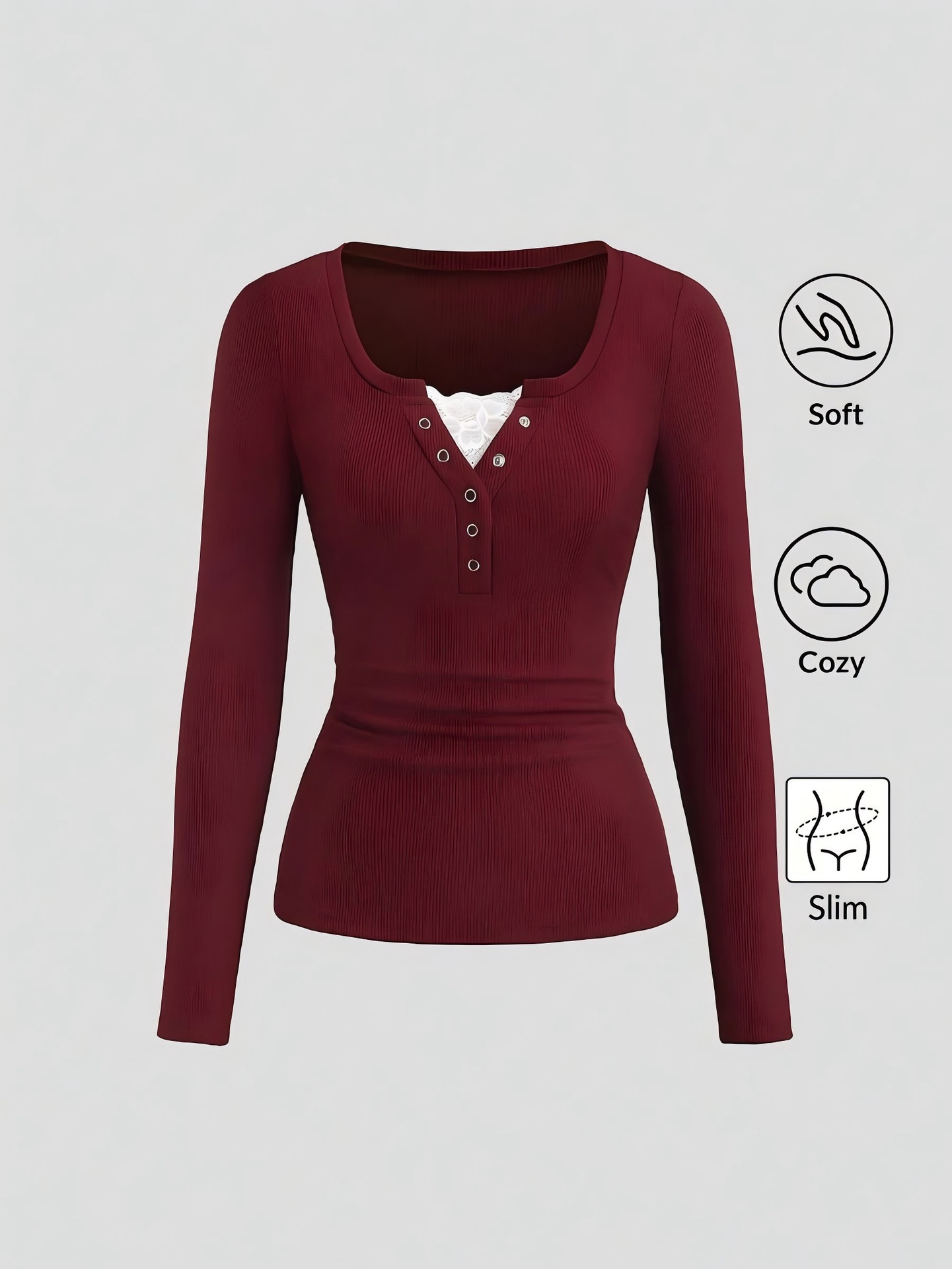 Damen Henley-T-Shirt mit V-Aus – T-Shirts Bewertung und Preis