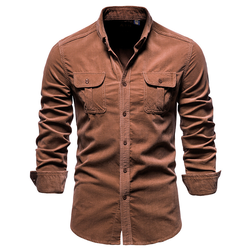 Vintage Einfarbig Cord Hemd Ja – Corduroy Button Up Shirt Men Bewertung und Preis