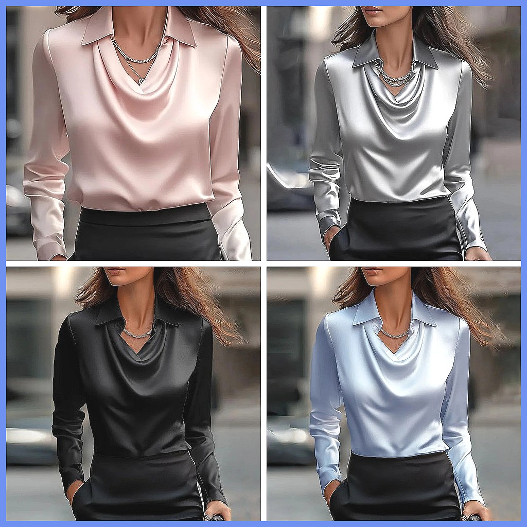 Vintage Satin-Bluse für Damen, – Shirts Bewertung und Preis
