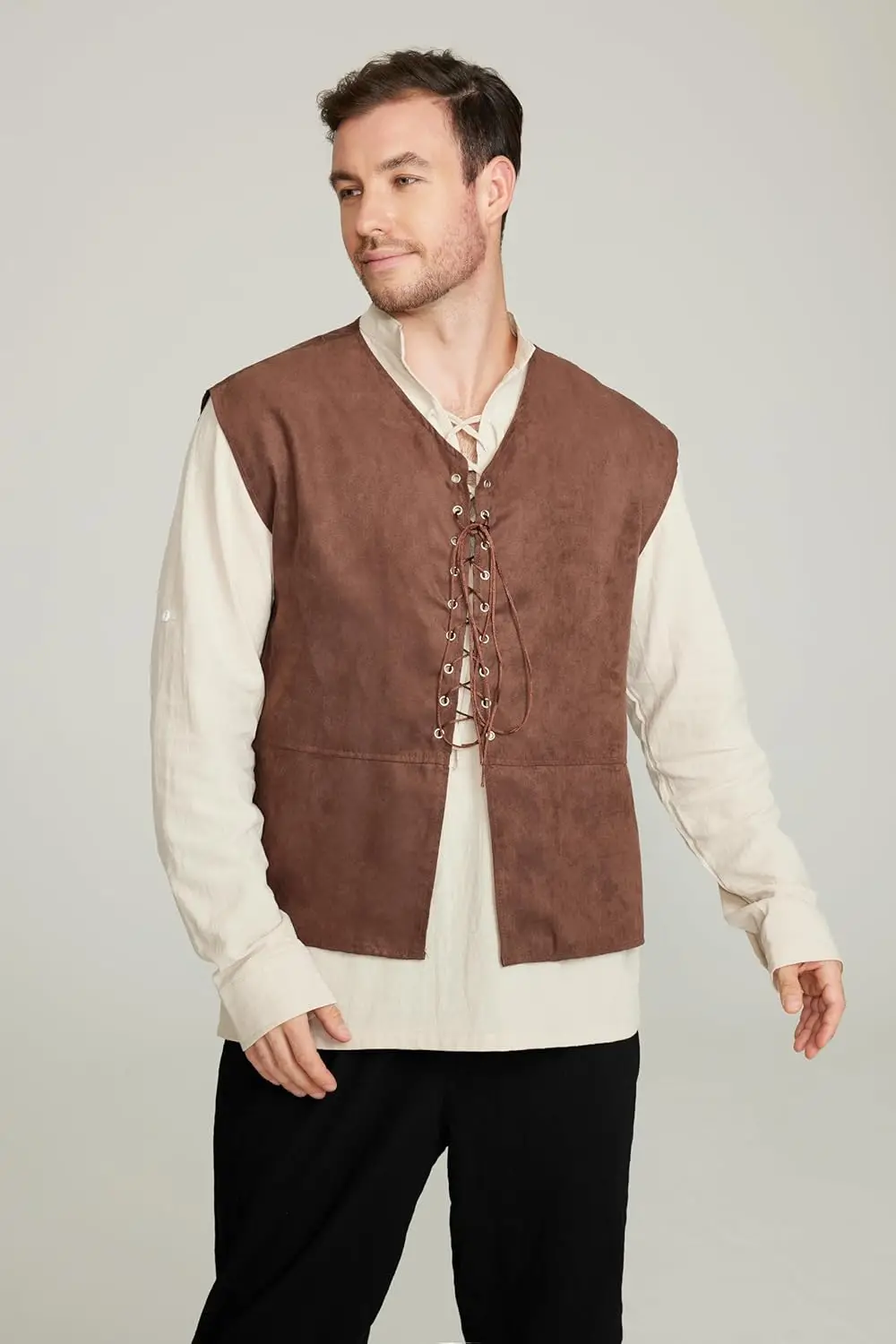 2-teiliges Set Herren Mittelal – Medieval Gothic Lace Up Pirate Shirt Bewertung und Preis