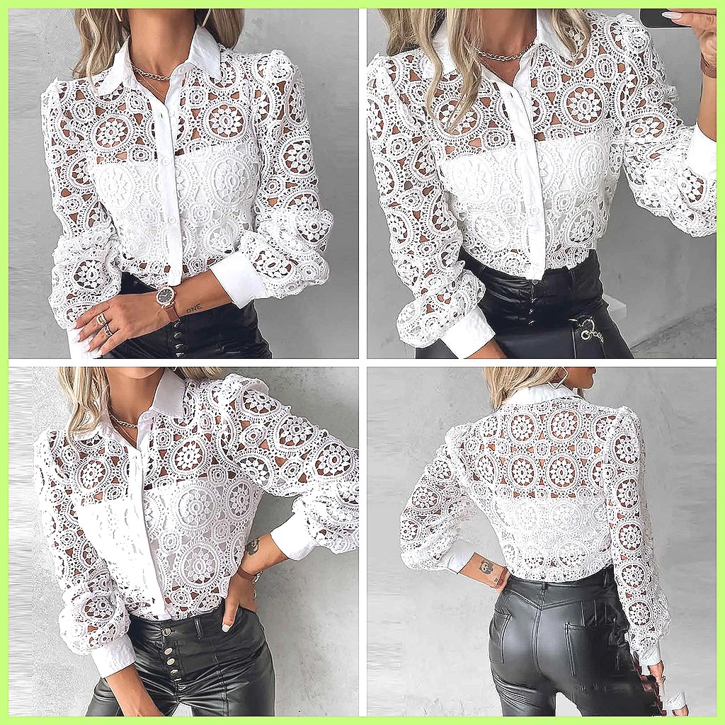 2025 Damen Weiße Spitzenbluse, – Shirts Bewertung und Preis
