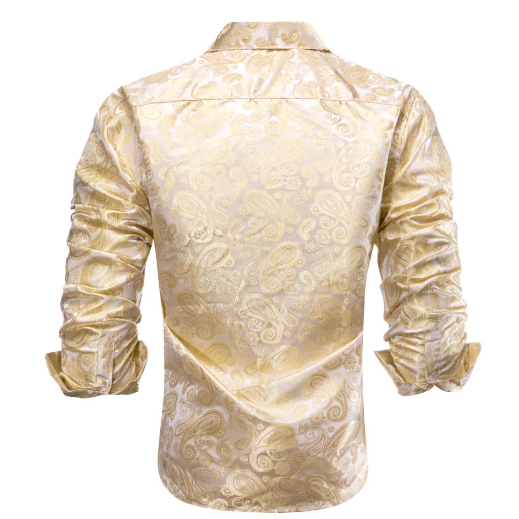 Hi-Tie Gold Beige Elfenbein Ch – Mens Satin Silk Dress Shirt Bewertung und Preis