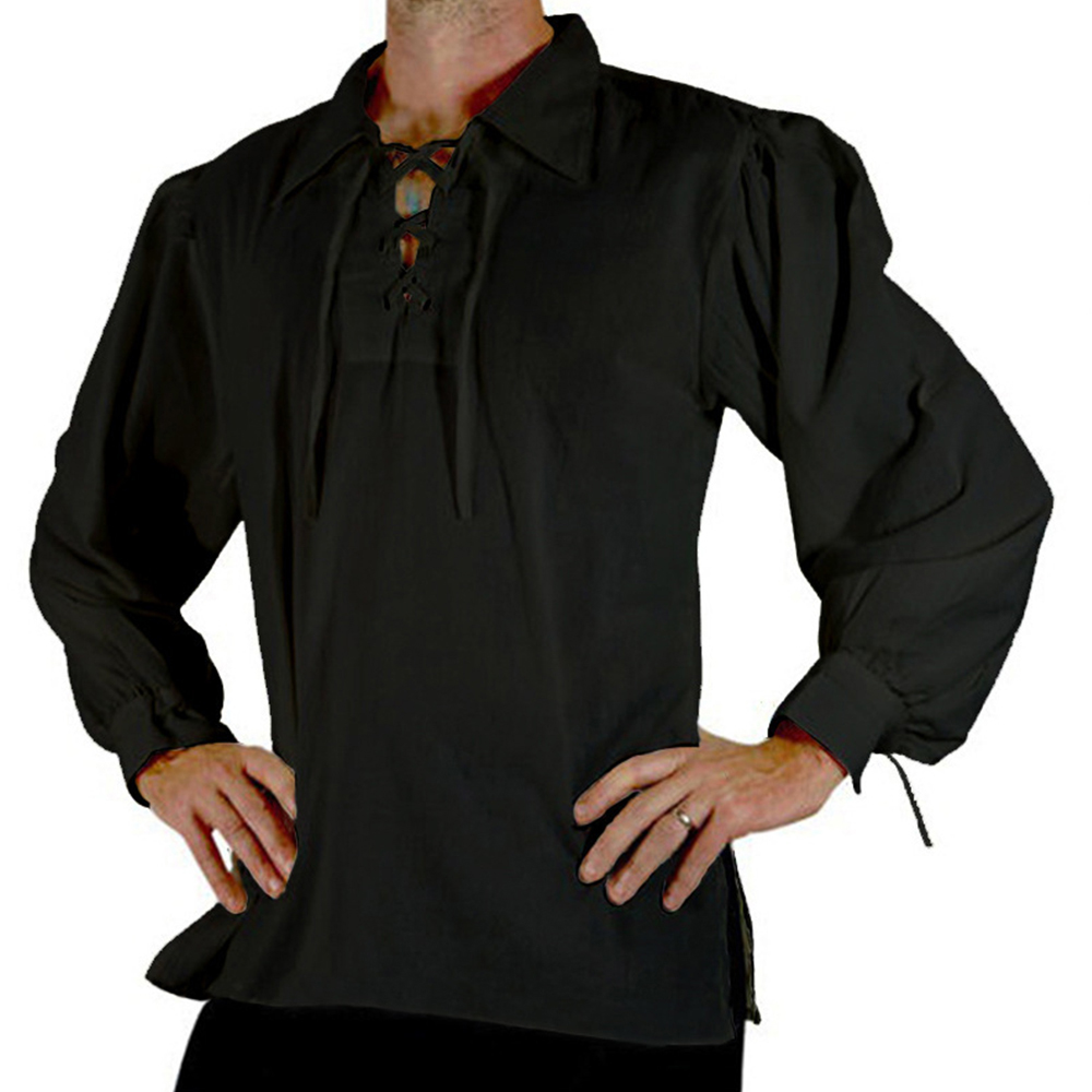 Herren Mittelalter Renaissance – Medieval Gothic Lace Up Pirate Shirt Bewertung und Preis