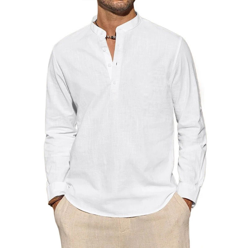 Langarm-T-Shirts für Herren, l – Mens Linen Shirt Long Sleeve Bewertung und Preis