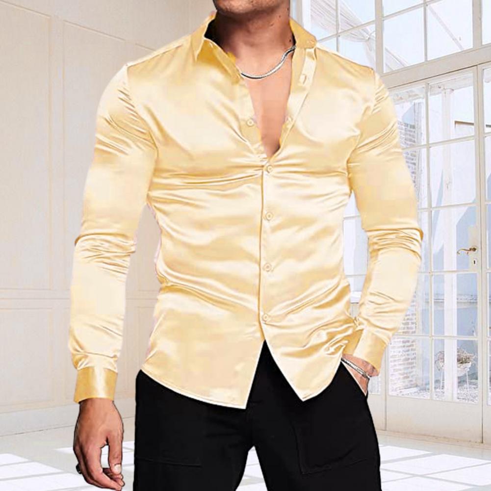 Stilvolles Herrenhemd aus glän – Mens Satin Silk Dress Shirt Bewertung und Preis