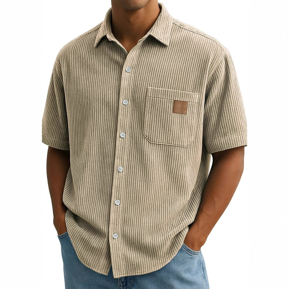 Herren-Kurzarmhemd aus Cord, V – Corduroy Button Up Shirt Men Bewertung und Preis