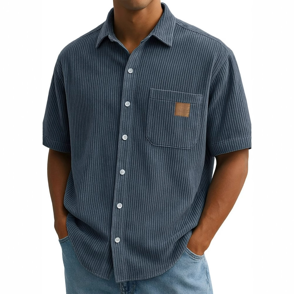 Herren-Kurzarmhemd aus Cord, V – Corduroy Button Up Shirt Men Bewertung und Preis